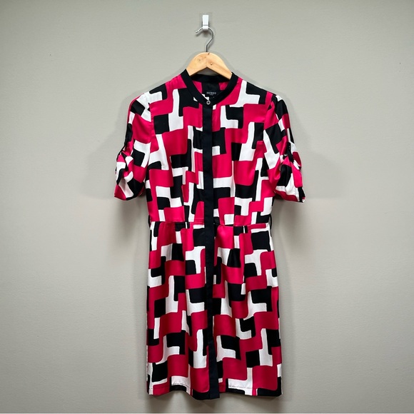 Hobbs London 100% Silk Collarless Shirtdress, US Size S - Picture 1 of 6